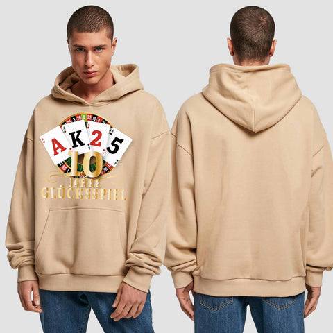 1009 "Glücksspiel" Abschluss Premium Oversize Hoodie einseitig bedruckt