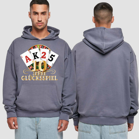 1009 "Glücksspiel" Abschluss Premium Oversize Hoodie einseitig bedruckt