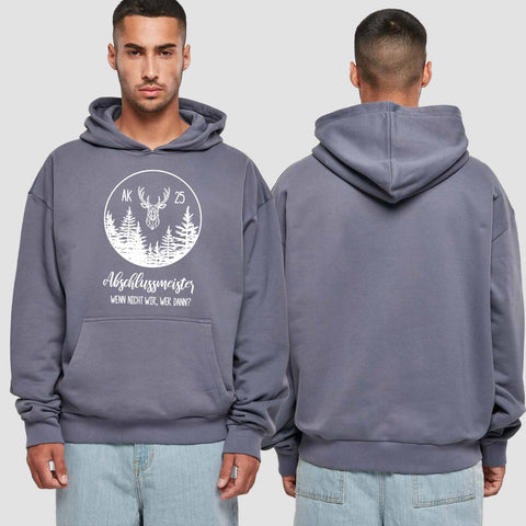 1018 "Abschlussmeister Polygon kreis" Abschluss Premium Oversize Hoodie einseitig bedruckt