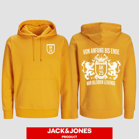 1023 "Von Anfang bis Ende" Abschluss Hoodie by Jack&Jones beidseitig bedruckt